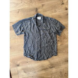 JOVIAN M 100% silk Short Sleeve Button Shirt Khaki Green Lightweight Breathable